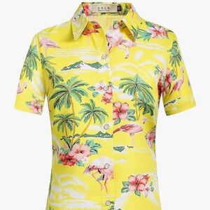SSLR Tropical Hawaiian Flamingo Shirt XL MINT CONDITION